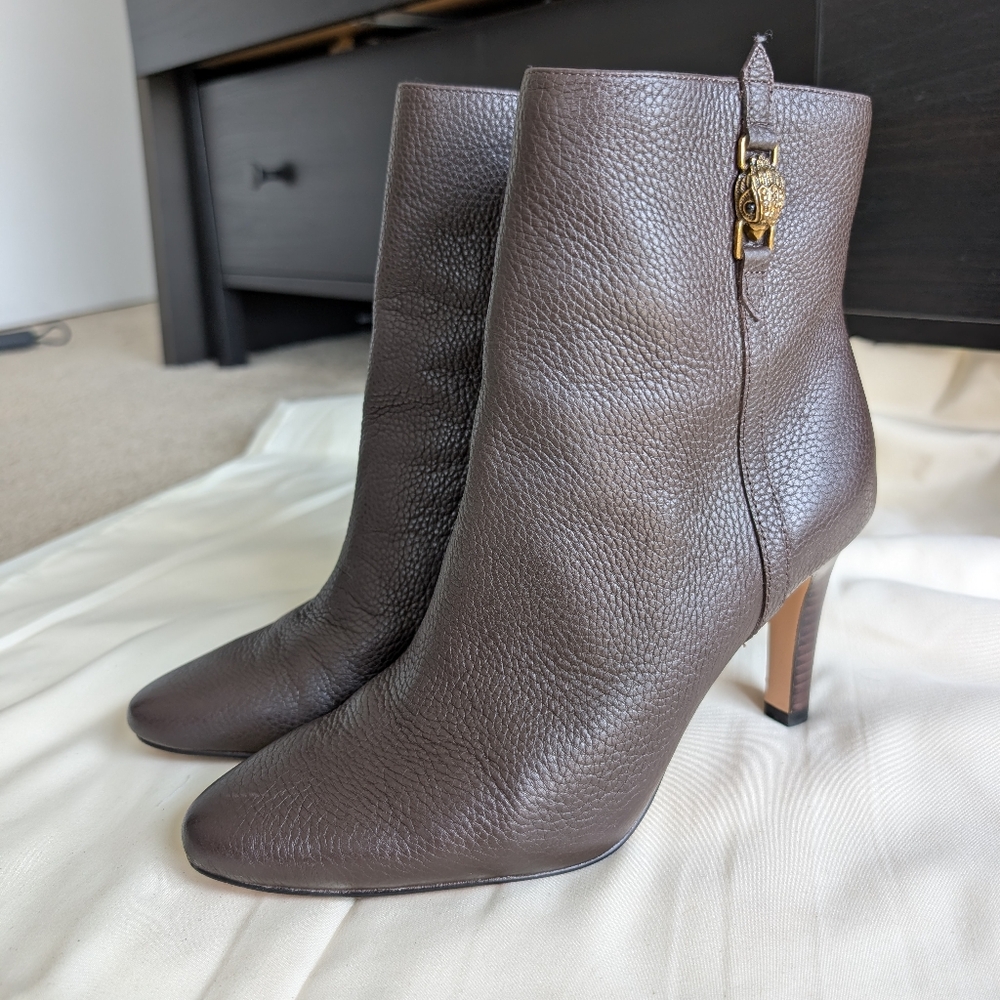 Kurt Geiger Shoreditch Ankle Bootie Chocolate Brown Pebbled Leather Sz 38.5 US8